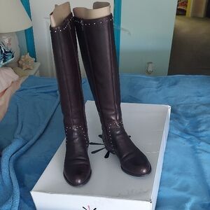 Isaac Mizrahi Studded Wide Calf Leather Boots